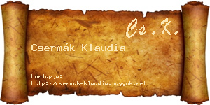 Csermák Klaudia névjegykártya